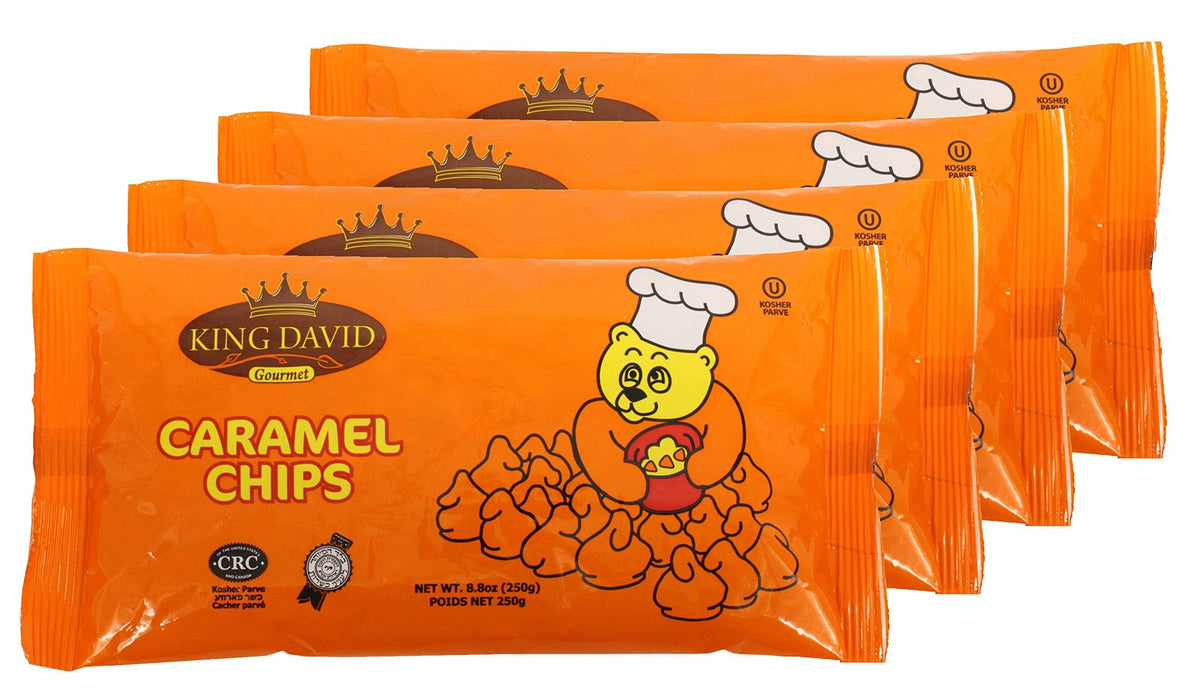 King David Vegan Caramel Chips – Non-Dairy, Lactose-Free Kosher 4-Pack (4 x 250 g)