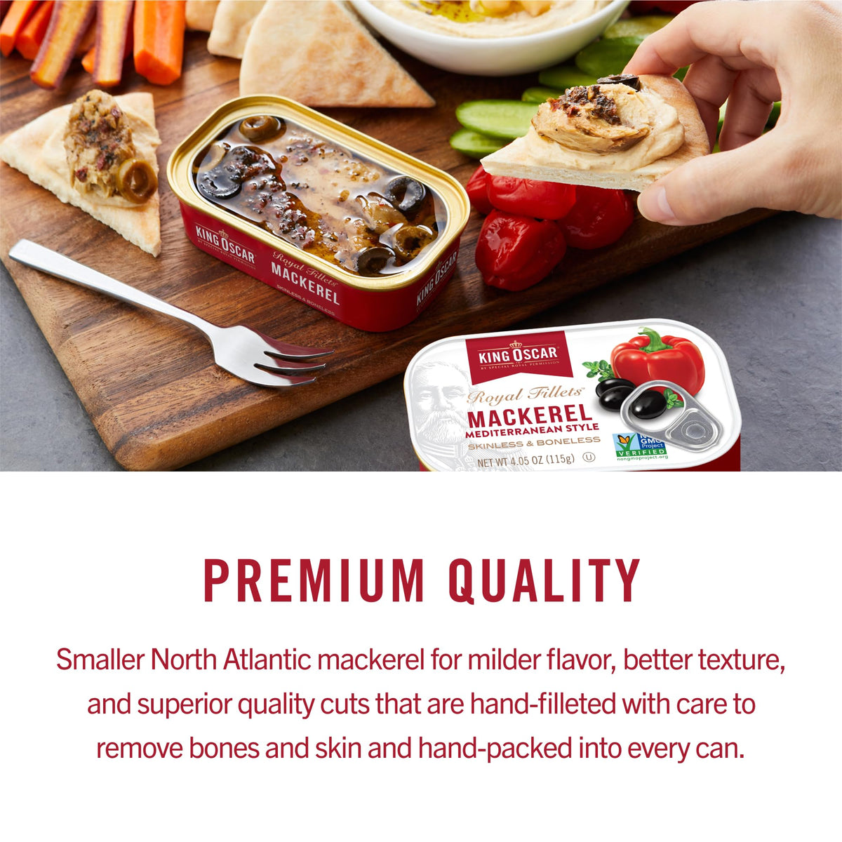 King Oscar Skinless and Boneless Mackerel Variety Pack – 6 Cans (4.05 oz) – Olive Oil, Mediterranean, Lemon, Jalapeño