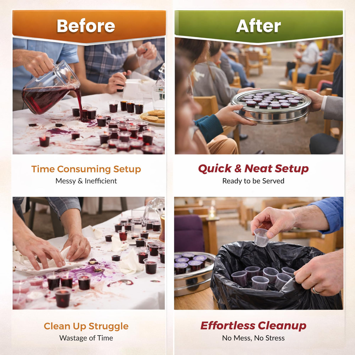 Kingdom Prefilled Communion Cups with Wafers — 100ct, Red Juice, 1-Year Shelf Life
