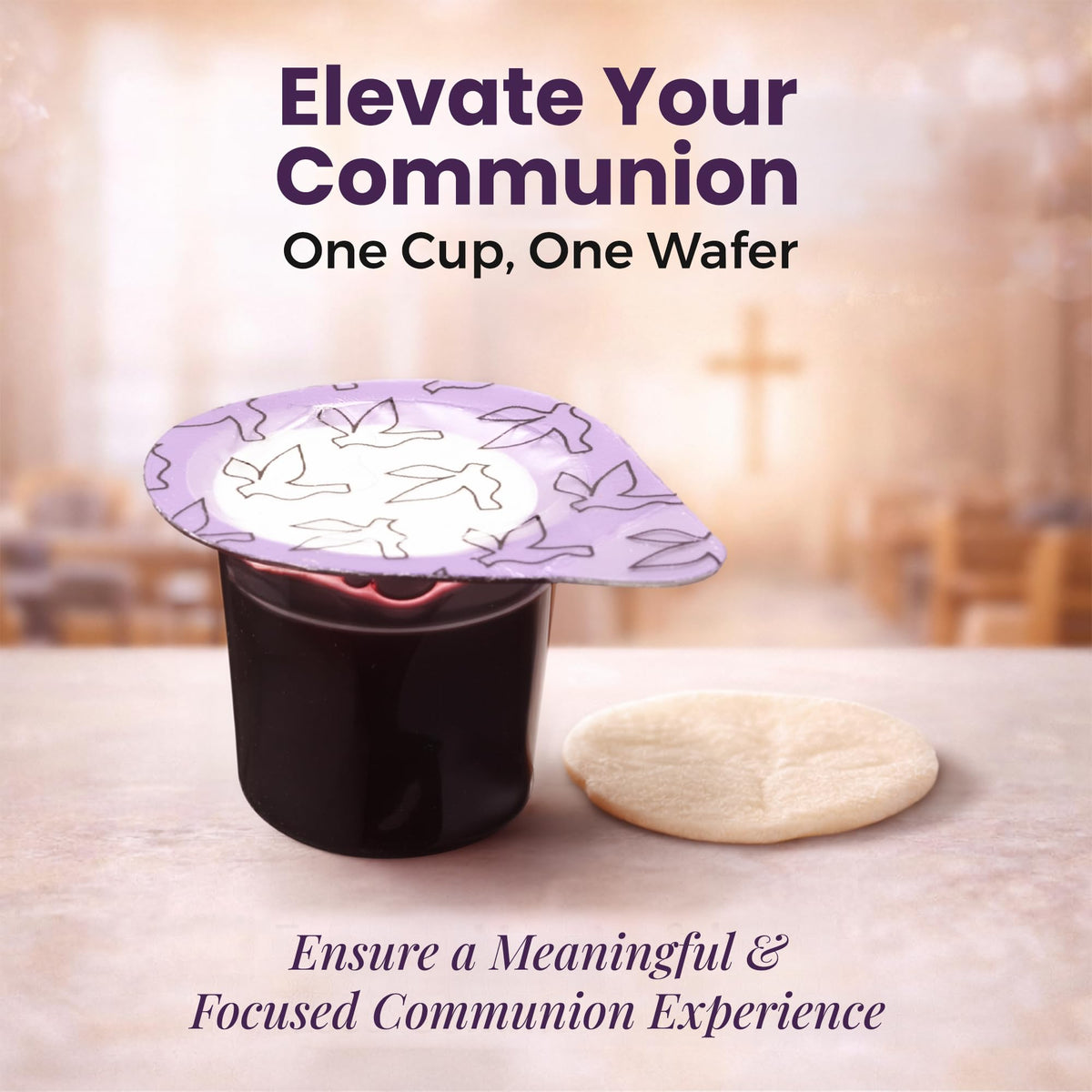Kingdom Prefilled Communion Cups with Wafers — 100ct, Red Juice, 1-Year Shelf Life