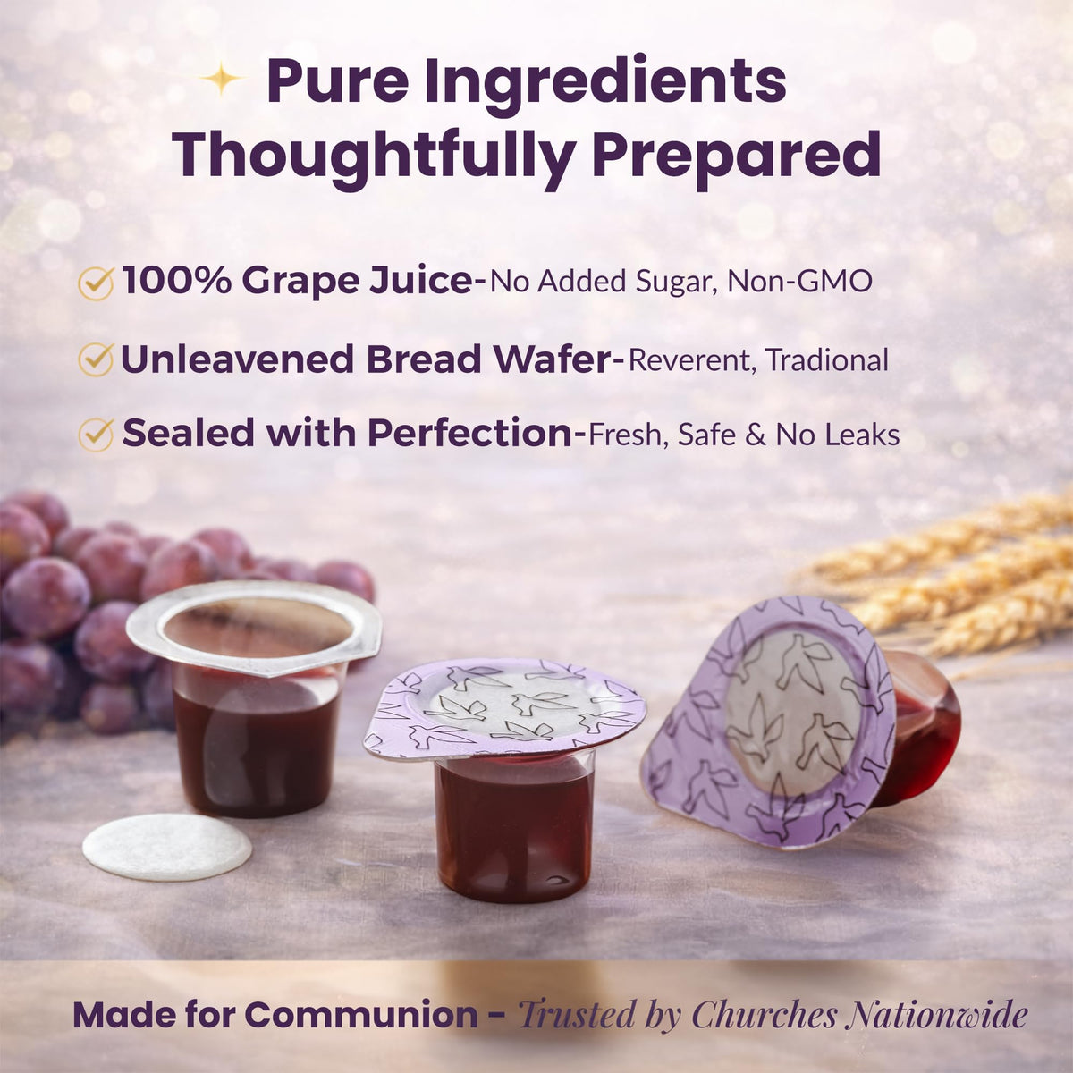 Kingdom Prefilled Communion Cups with Wafer (50ct, Red Juice) – 1-Year Shelf Life