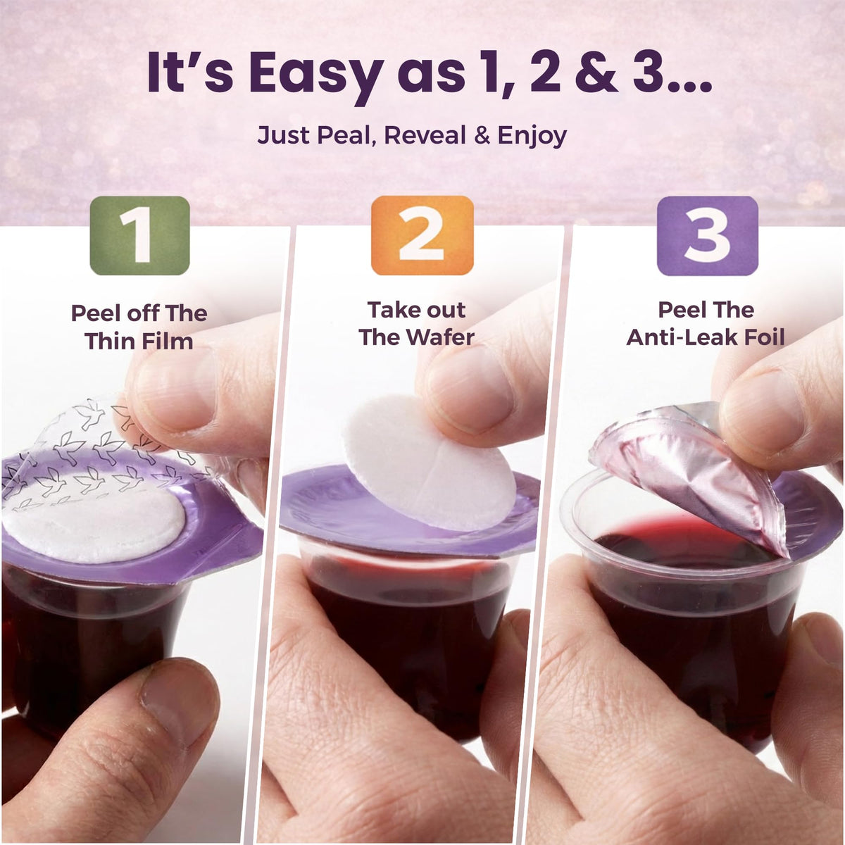 Kingdom Prefilled Communion Cups with Wafers — 100ct, Red Juice, 1-Year Shelf Life