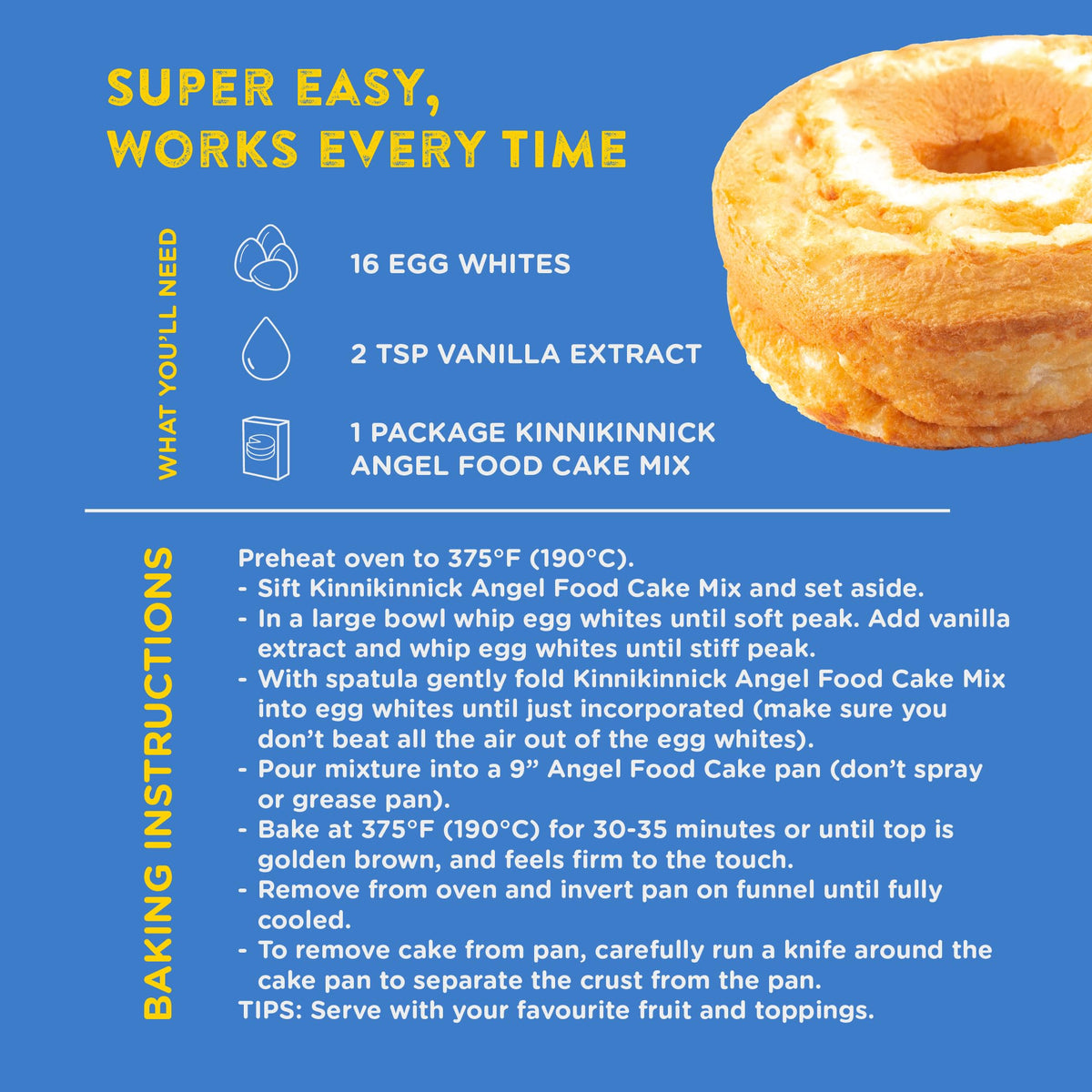 Kinnikinnick Gluten Free Angel Food Cake Mix – Pack of 3, Dairy Free, Kosher, Allergen Friendly