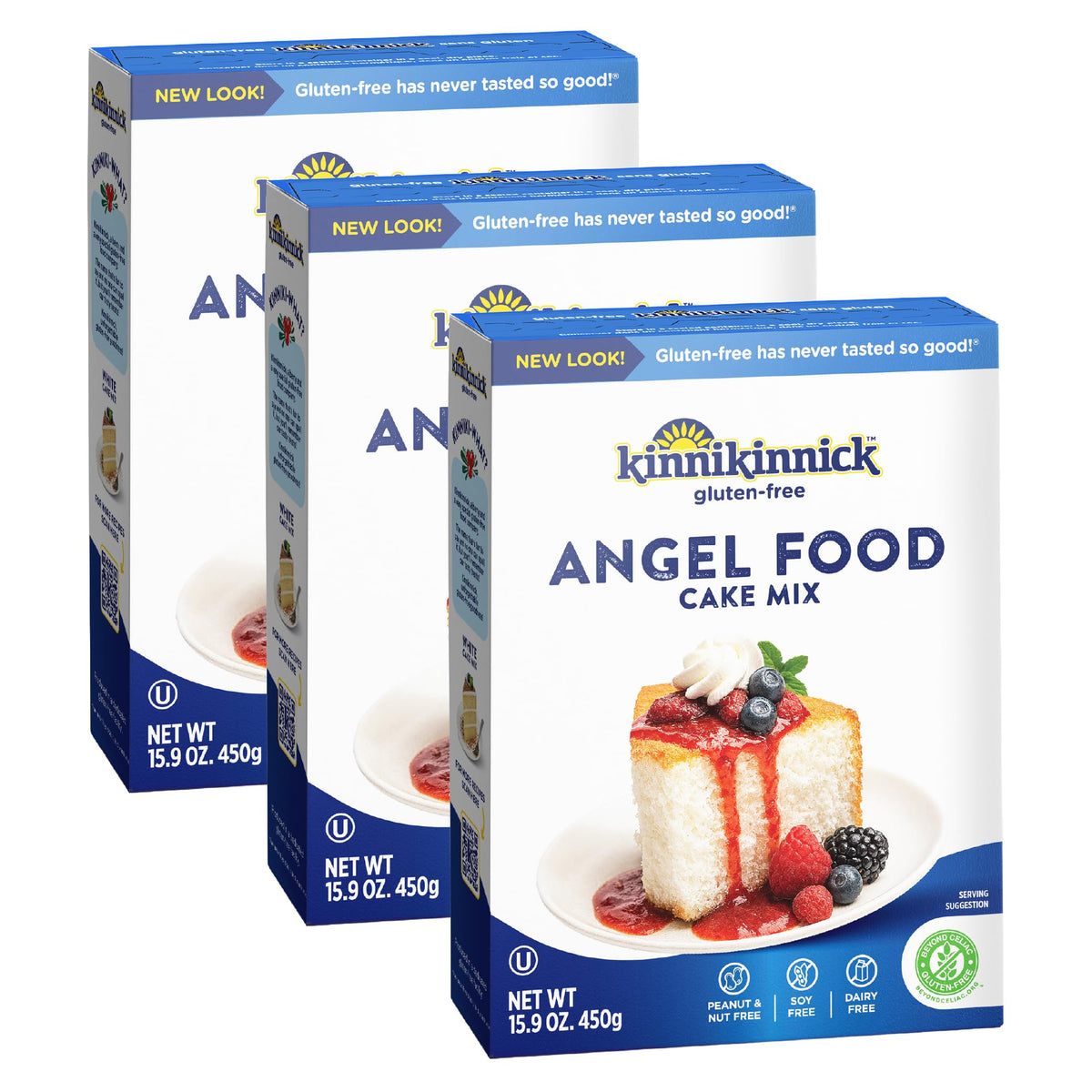 Kinnikinnick Gluten Free Angel Food Cake Mix – Pack of 3, Dairy Free, Kosher, Allergen Friendly