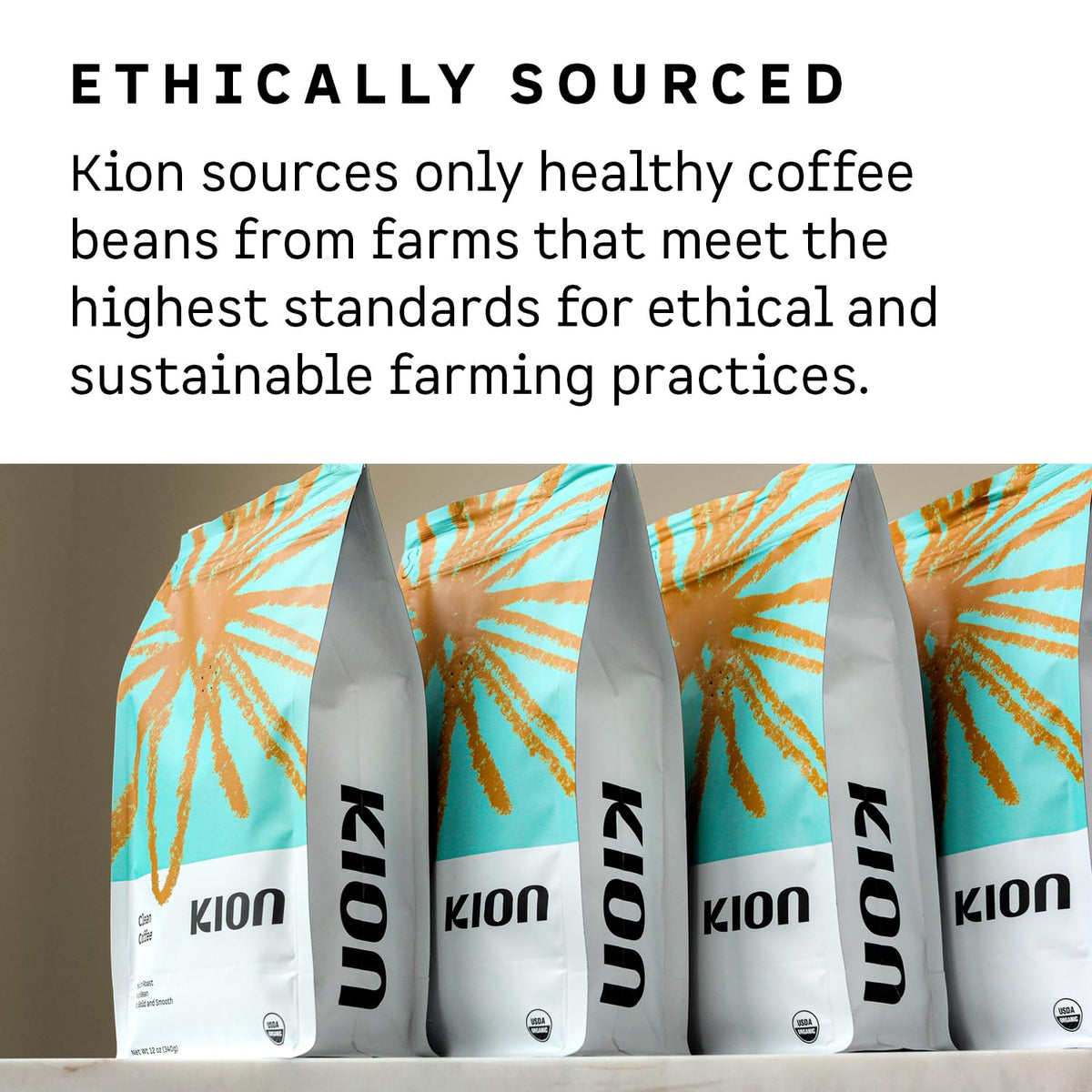 Kion Organic Whole Bean Coffee – Tested for Toxins, Ethically Sourced, Medium Roast 12 oz