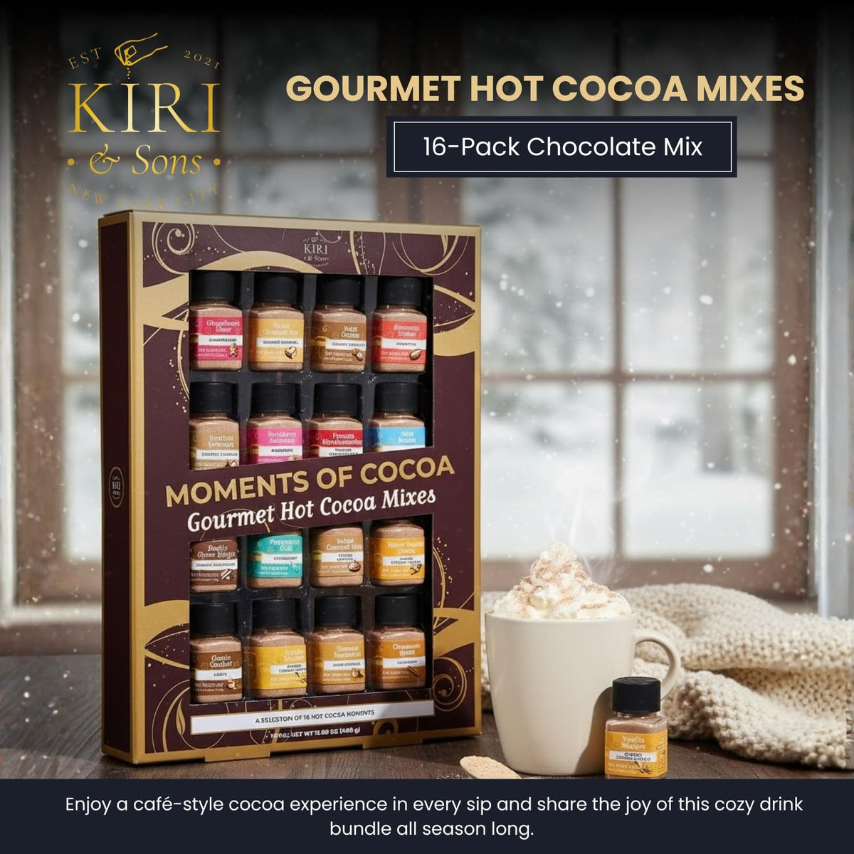 Kiri & Sons Hot Chocolate Mix Gift Set 16-Pack | Gourmet Cocoa Sampler