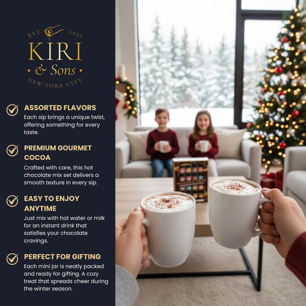 Kiri & Sons Hot Chocolate Mix Gift Set 16-Pack | Gourmet Cocoa Sampler