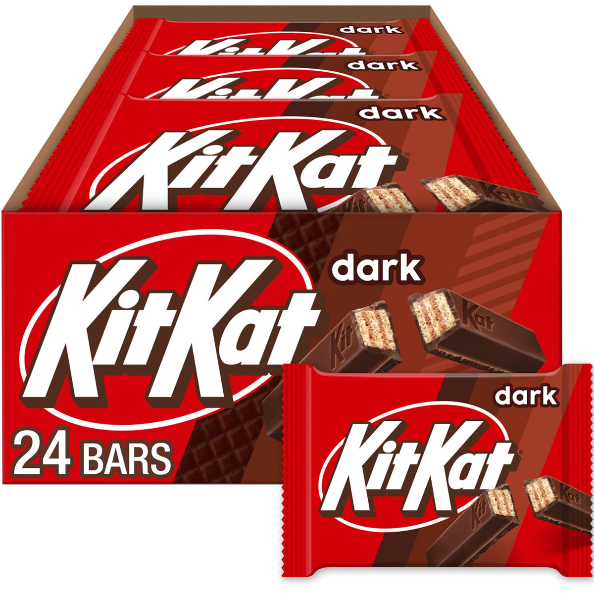 KIT KAT Dark Chocolate Wafer Bars – 24 Count, 1.5 oz Each | Individually Wrapped