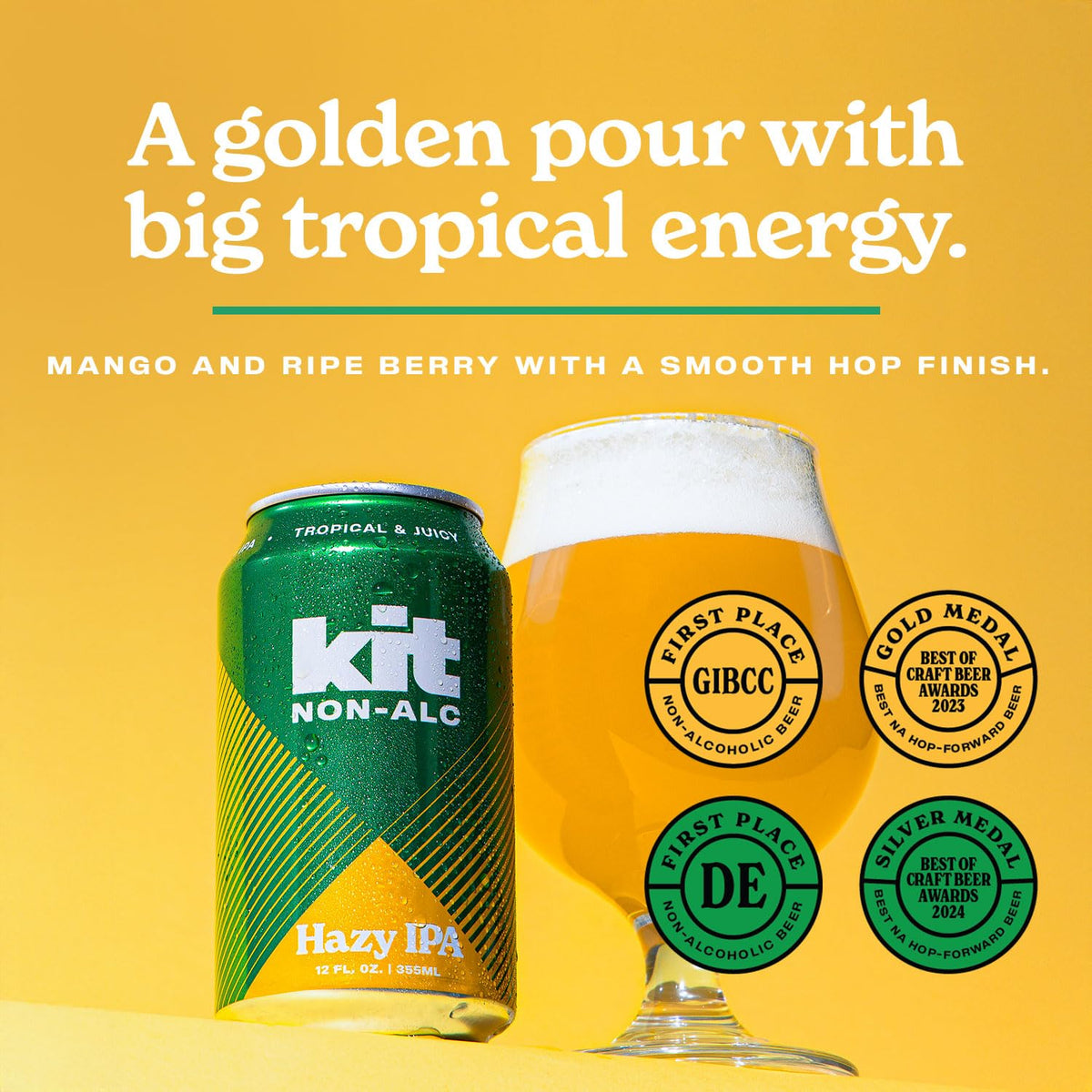 Kit NA Brewing Non-Alc Craft Beer Variety 12pk – Blonde, Hazy, Golden, 12 oz Cans, Gluten-Removed, Vegan, Dairy-Free