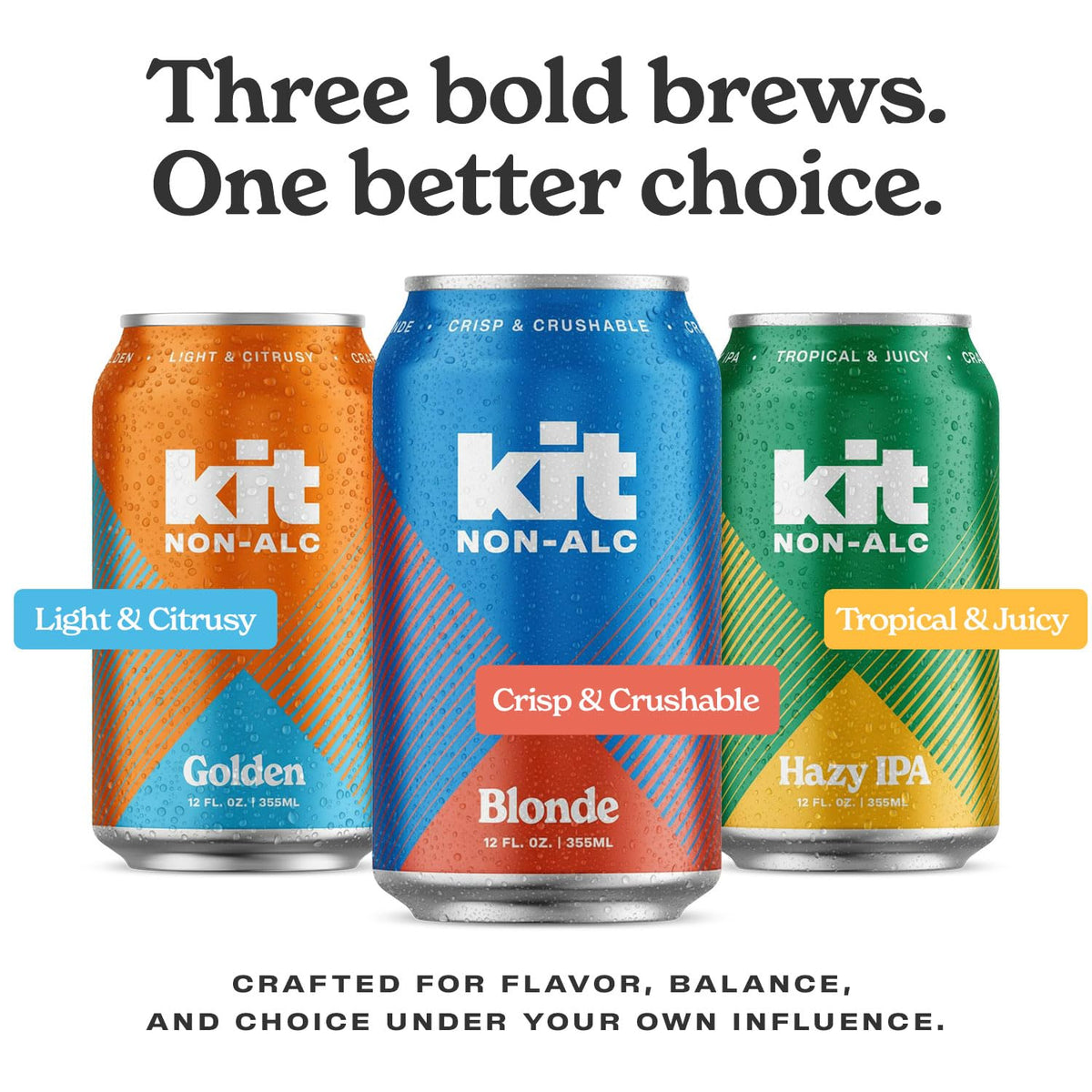 Kit NA Brewing Non-Alc Craft Beer Variety 12pk – Blonde, Hazy, Golden, 12 oz Cans, Gluten-Removed, Vegan, Dairy-Free
