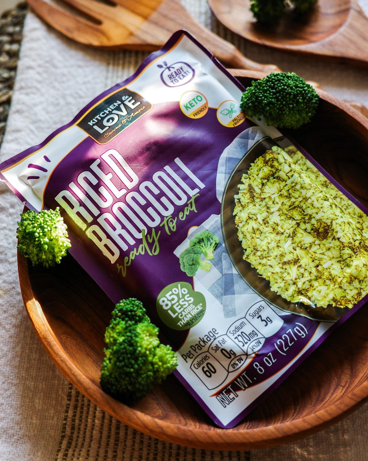 Kitchen & Love Riced Broccoli 8 oz (6 Pack) | Low Carb, Vegan, Ready-To-Eat
