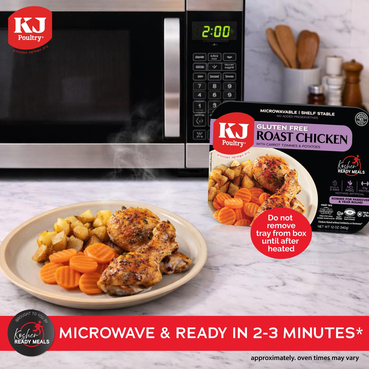KJ Poultry Kosher for Passover Gluten Free Roast Chicken with Potatoes & Carrots – 6 Pack
