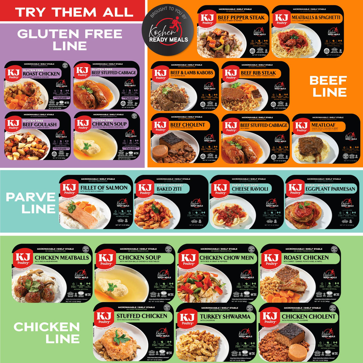 KJ Poultry Kosher for Passover Gluten Free Roast Chicken with Potatoes & Carrots – 6 Pack