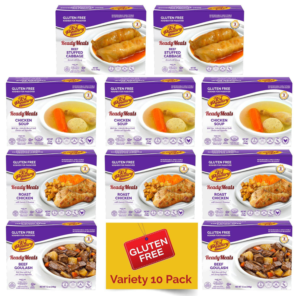 KJ Poultry Kosher for Passover Gluten Free 10-Pack Ready Meals – Entrees