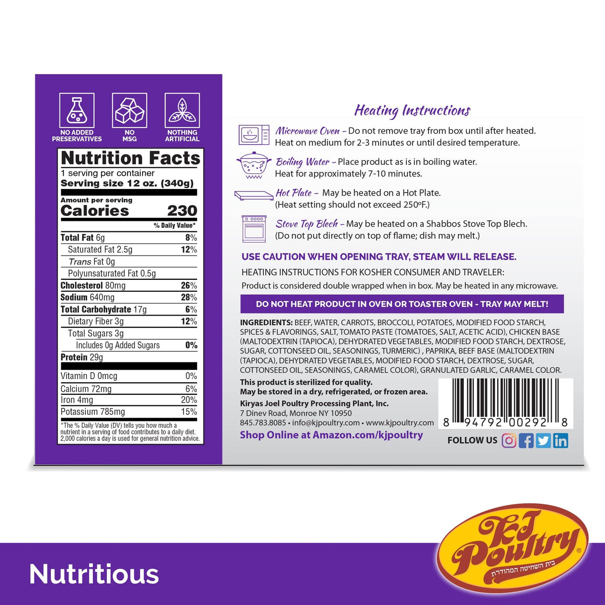 KJ Poultry Kosher for Passover Beef Goulash — 3 Pack, Gluten Free, Ready-to-Heat