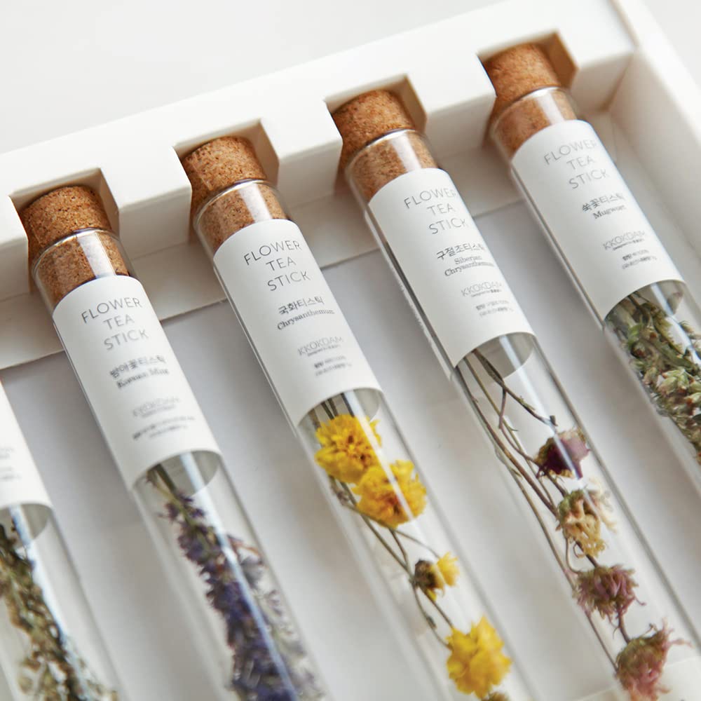 KKOKDAM Premium Flower Tea Sticks Gift Set — 5 Blooming Herbal Teas, Caffeine-Free