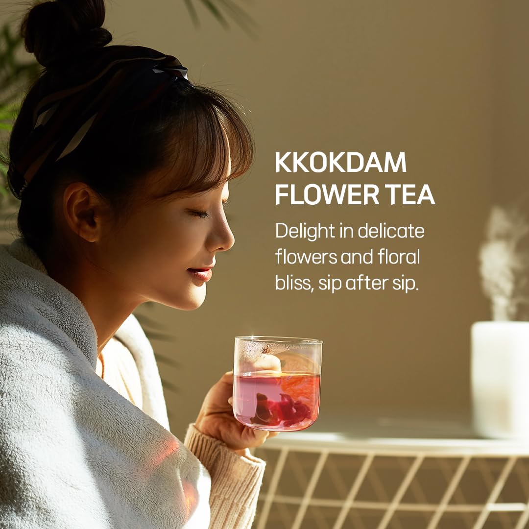 KKOKDAM Lovely Blossom Flower Tea Sampler in Glass Jars — 5 Loose-Leaf Herbal Teas
