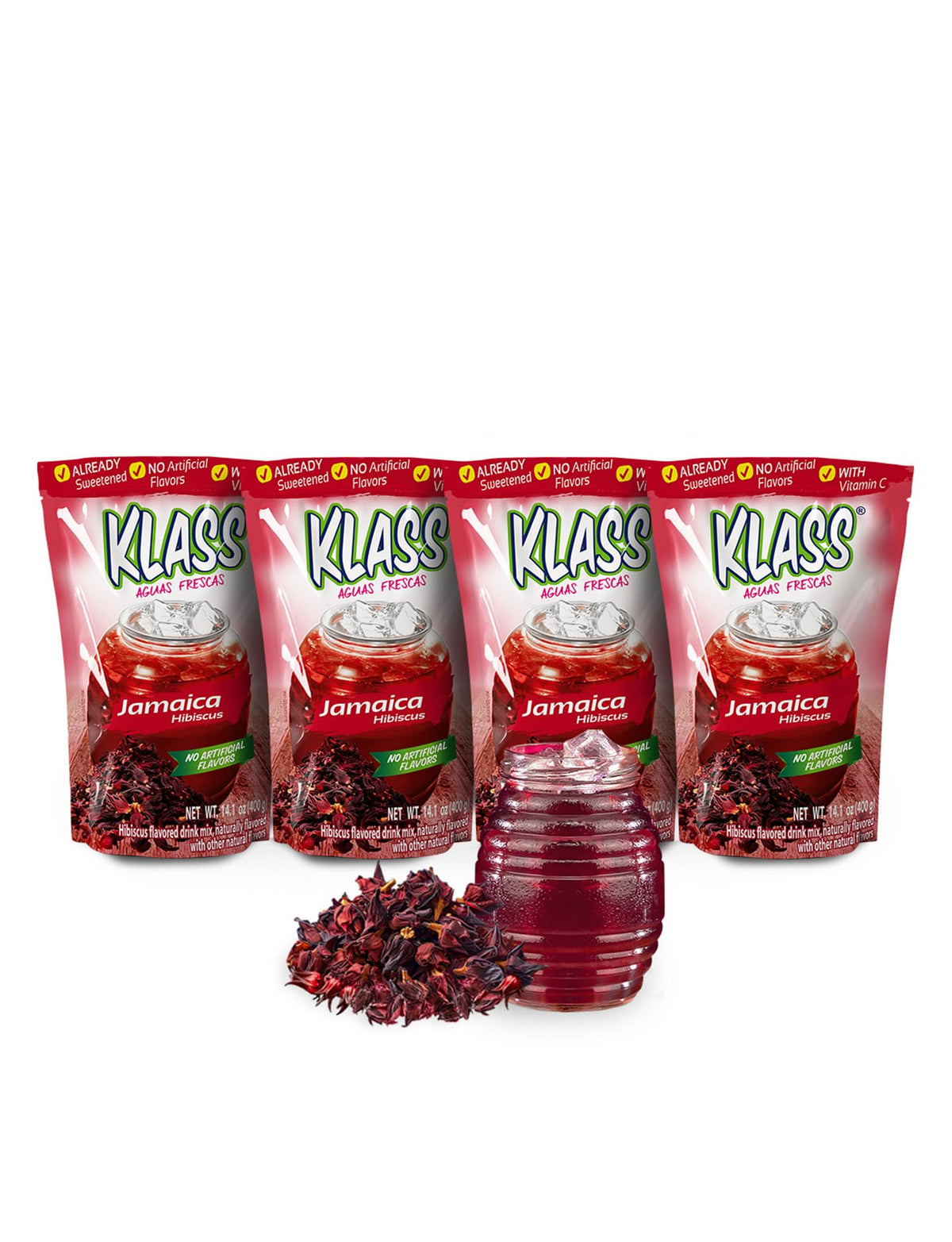 Klass Aguas Frescas Hibiscus Drink Mix Family Pack – Natural Flavors, Vitamin C, 28–36 Quarts