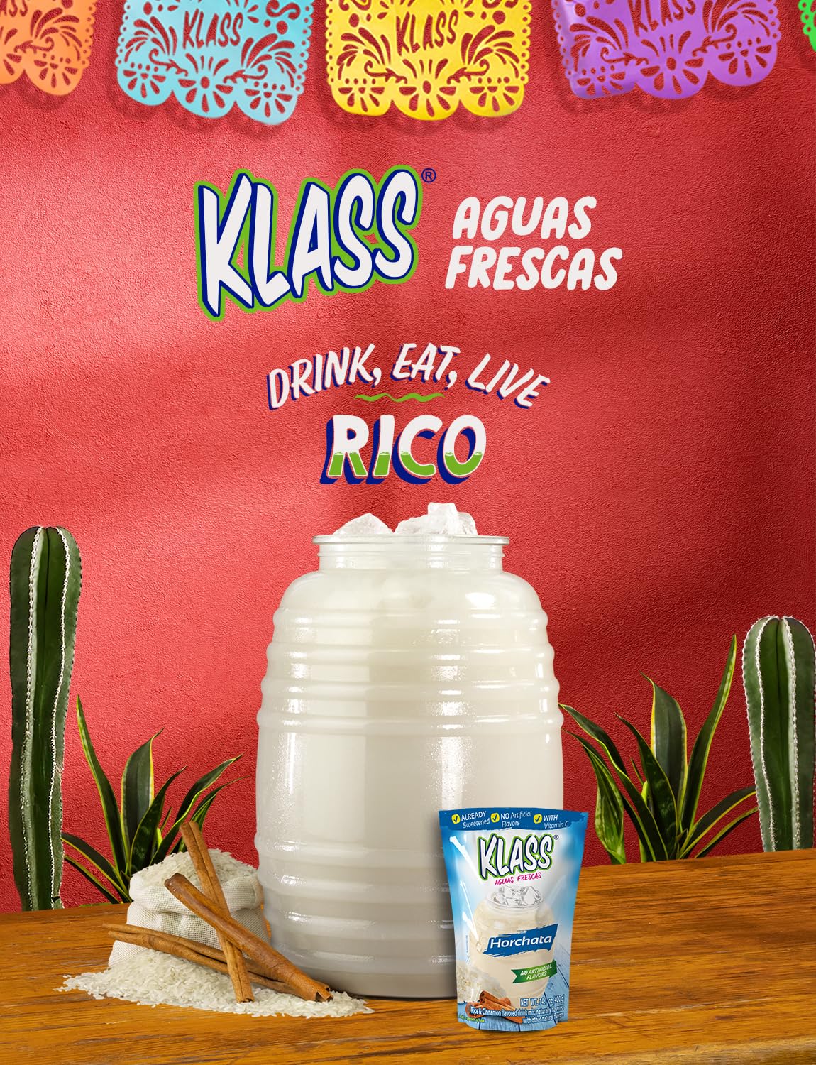 Klass Aguas Frescas Family Pack Horchata Drink Mix – Natural Flavors & Vitamin C