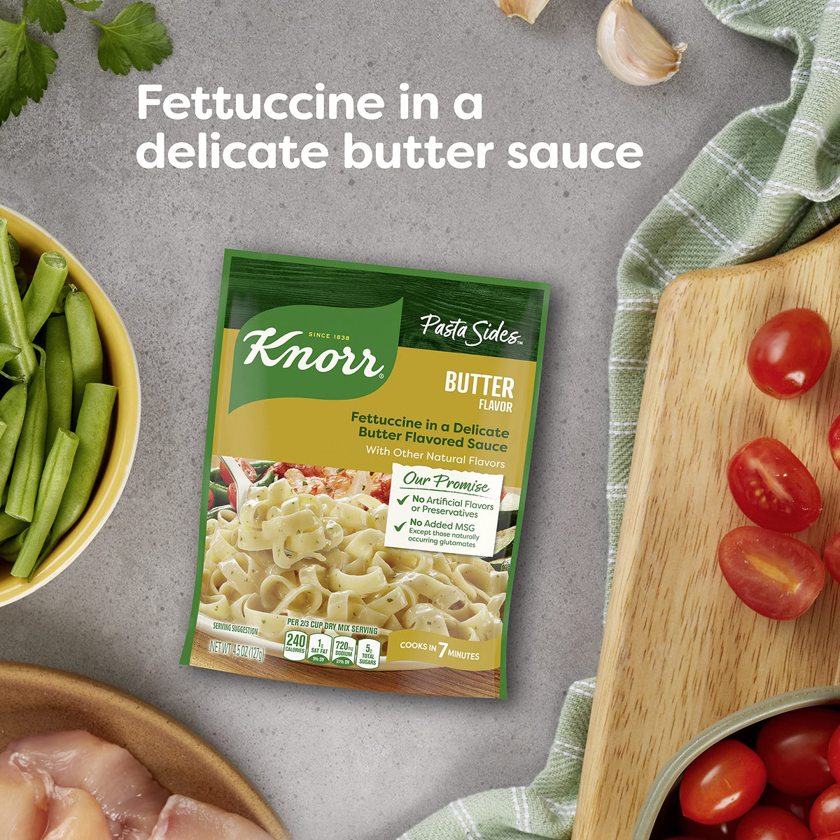Knorr Pasta Sides Butter – Quick Fettuccine Side Dish, 4.5 oz (Pack of 8)