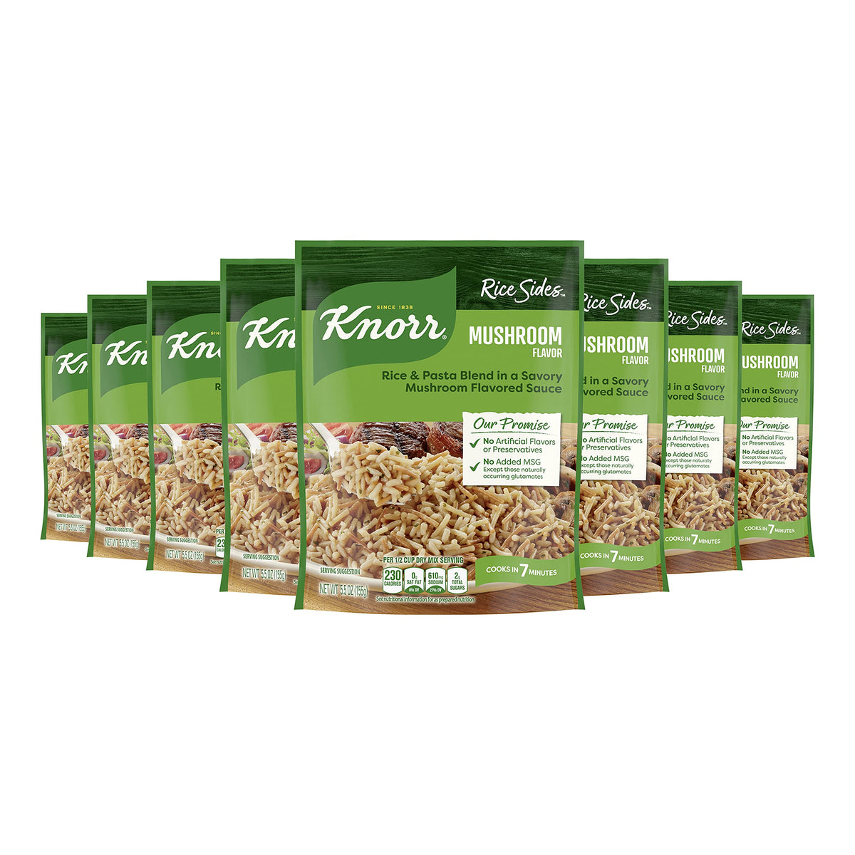 Knorr Rice Sides Mushroom Rice – 8 Pack, 5.5 oz Each | 7-Minute Meal