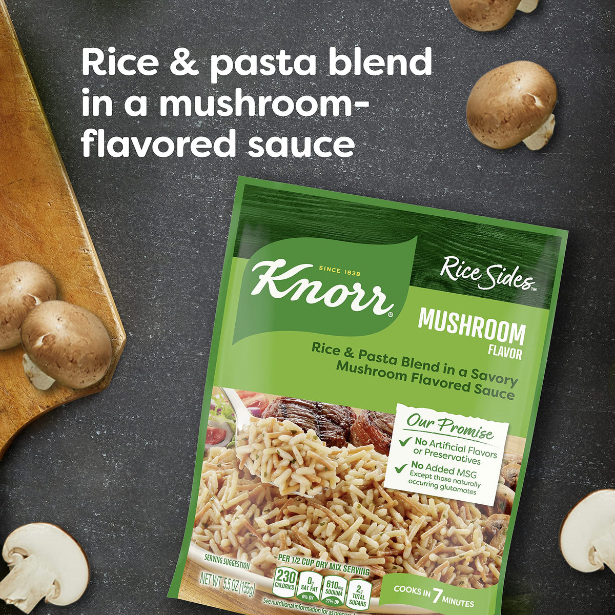 Knorr Rice Sides Mushroom Rice – 8 Pack, 5.5 oz Each | 7-Minute Meal