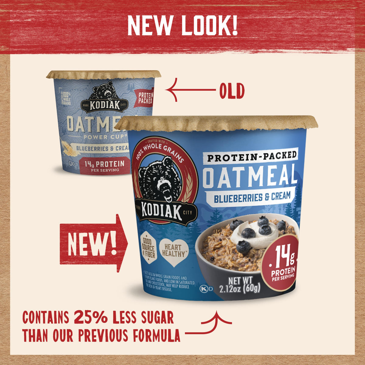 Kodiak Cakes Instant Oatmeal Cups – Blueberries & Cream, High Protein, 12 Cups