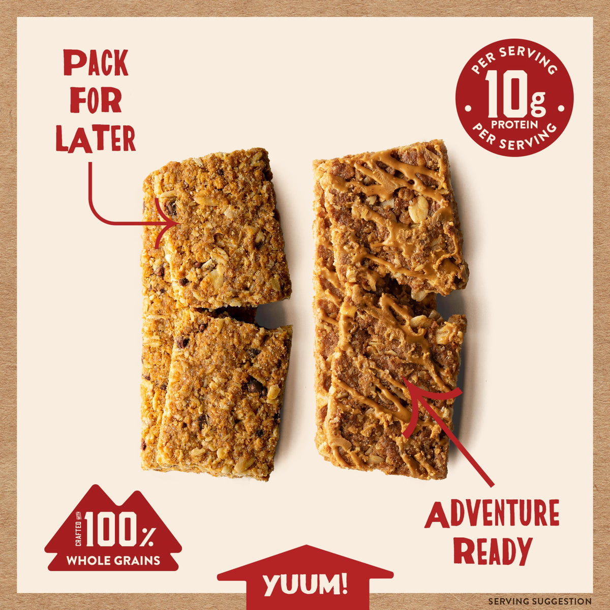 Kodiak Cakes Crunchy Granola Bar Variety Pack – Peanut Butter & Chocolate Chip (10g Protein per Bar) | 24 Pouches