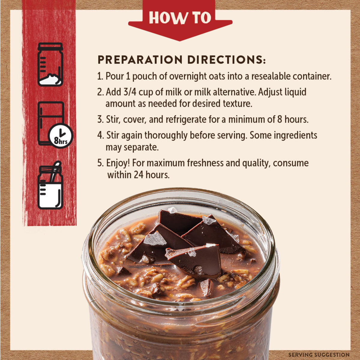 Kodiak Cakes Dark Chocolate Sea Salt Overnight Oats — 20g Protein, High Fiber (Pack of 9 Pouches)