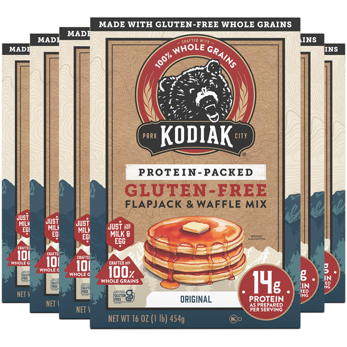 Kodiak Cakes Frontier Oat Gluten Free Protein Pancake & Waffle Mix 16oz Pack of 6