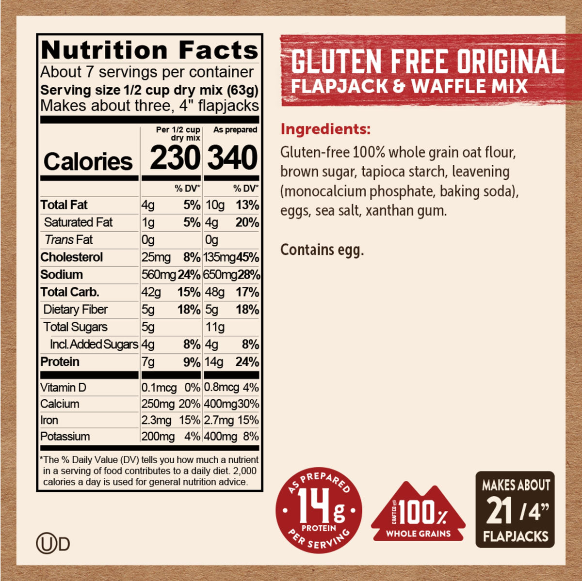 Kodiak Cakes Frontier Oat Gluten Free Protein Pancake & Waffle Mix 16oz Pack of 6