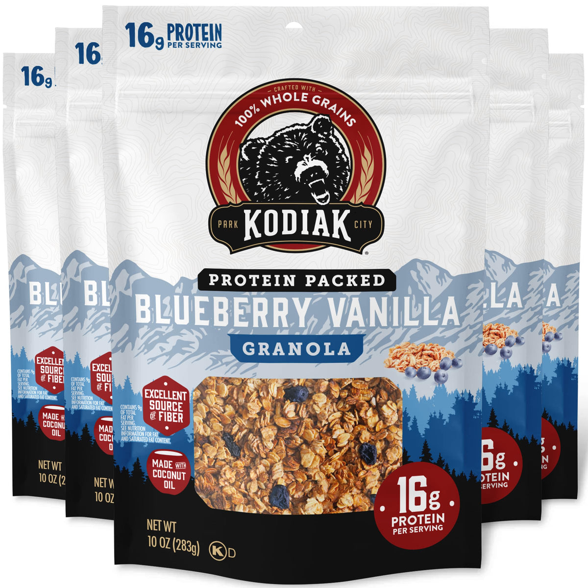 Kodiak Cakes Granola Blueberry Vanilla – High Protein, 100% Whole Grains (Pack of 5 Pouches)