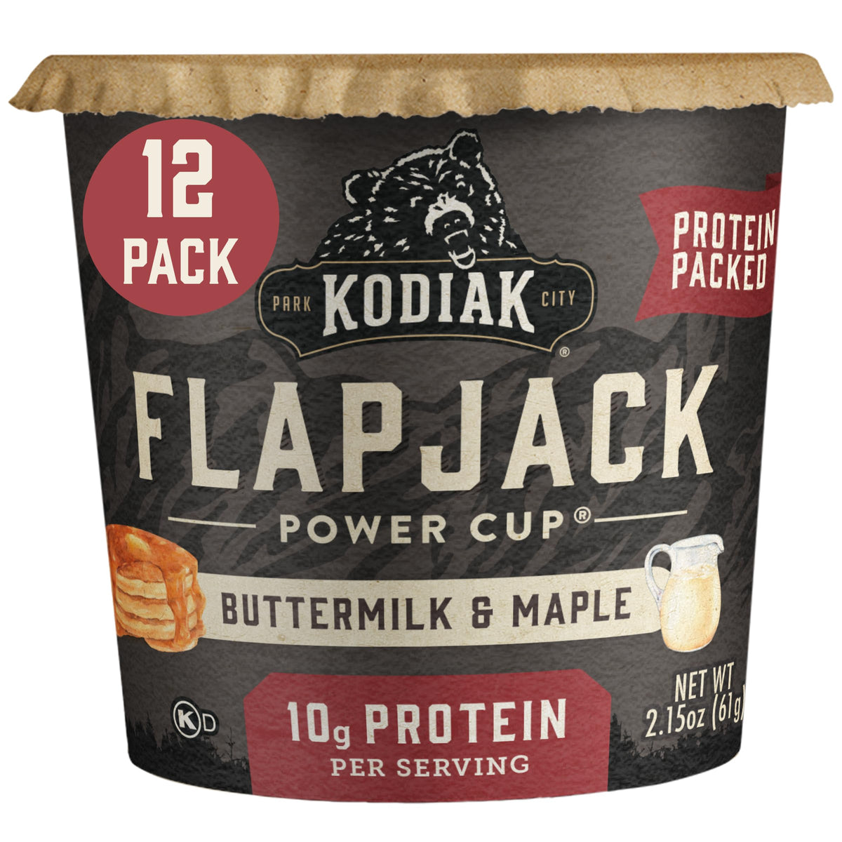 Kodiak Cakes Instant Pancake & Flapjack Cups – Buttermilk & Maple, High Protein, 100% Whole Grains (Pack of 12)