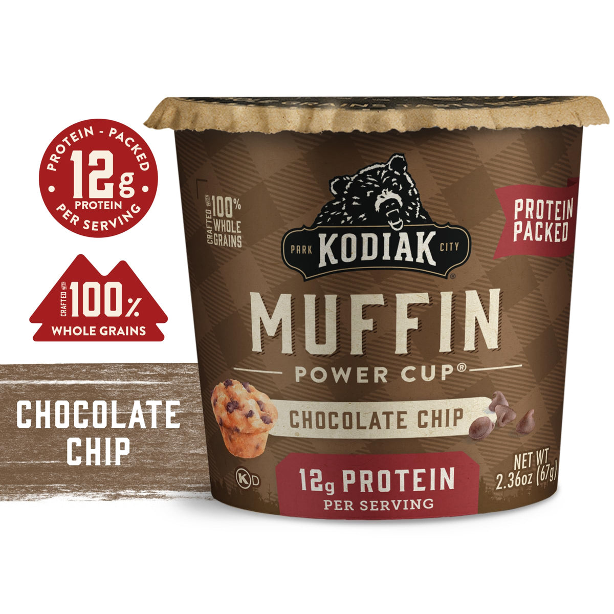 Kodiak Cakes Minute Muffins, Chocolate Chip – 12 Pack | 12 g Protein, 100% Whole Grains