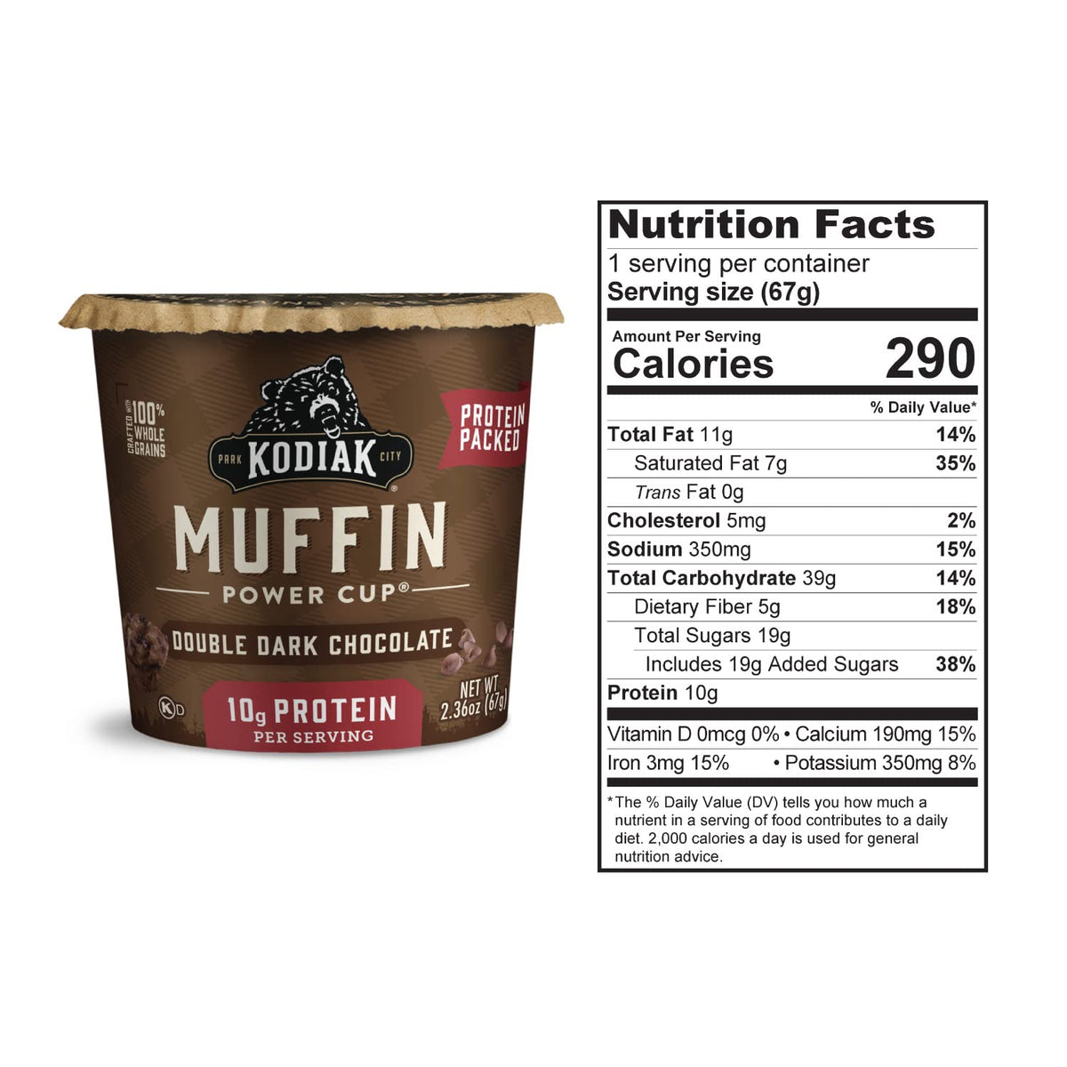 Kodiak Cakes Minute Muffins Double Dark Chocolate - 12-Pack | Quick Microwave Breakfast