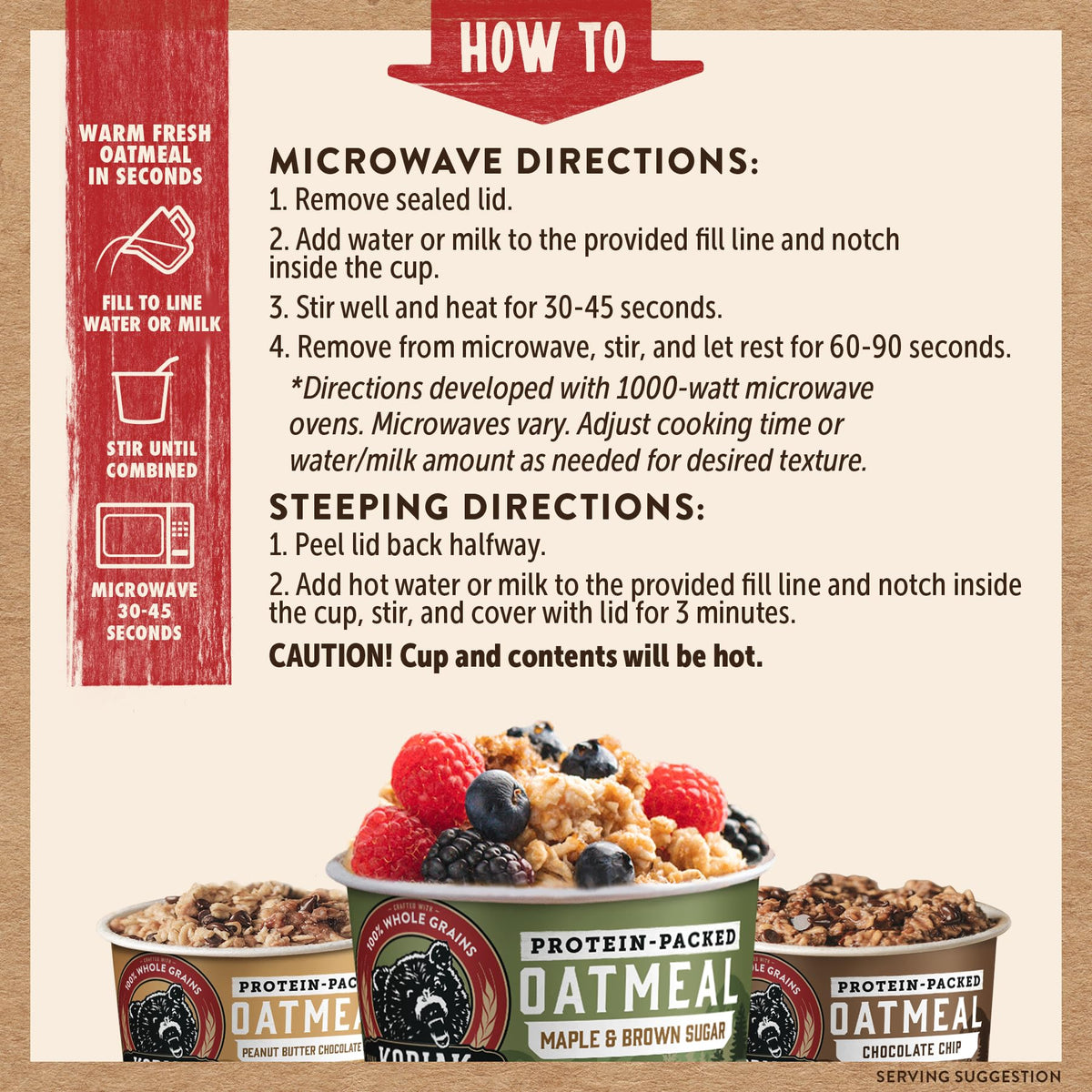 Kodiak Cakes Oatmeal Unleashed Cup Variety Pack – Chocolate Chip, Peanut Butter Chocolate Chip, Maple Brown Sugar