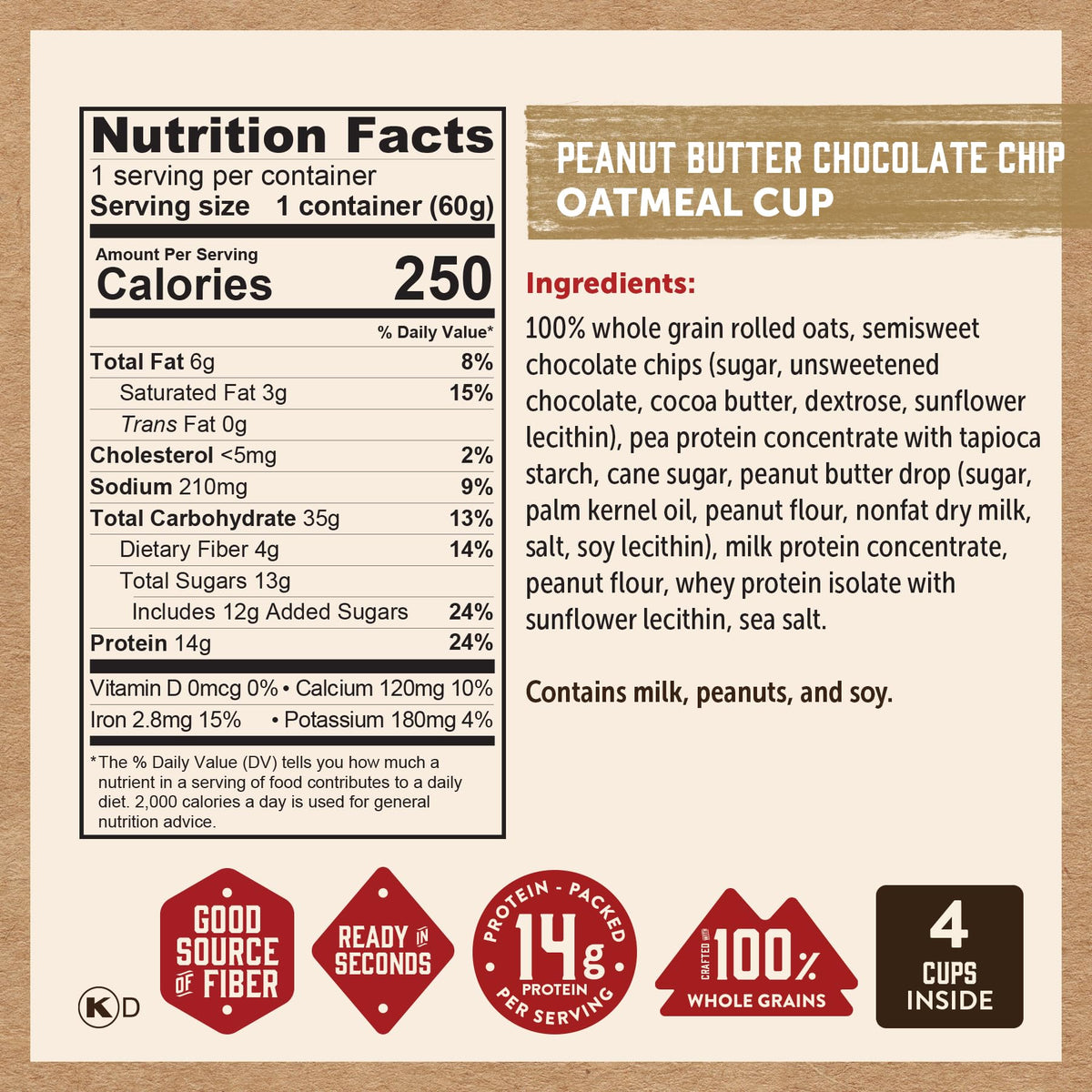 Kodiak Cakes Oatmeal Unleashed Cup Variety Pack – Chocolate Chip, Peanut Butter Chocolate Chip, Maple Brown Sugar