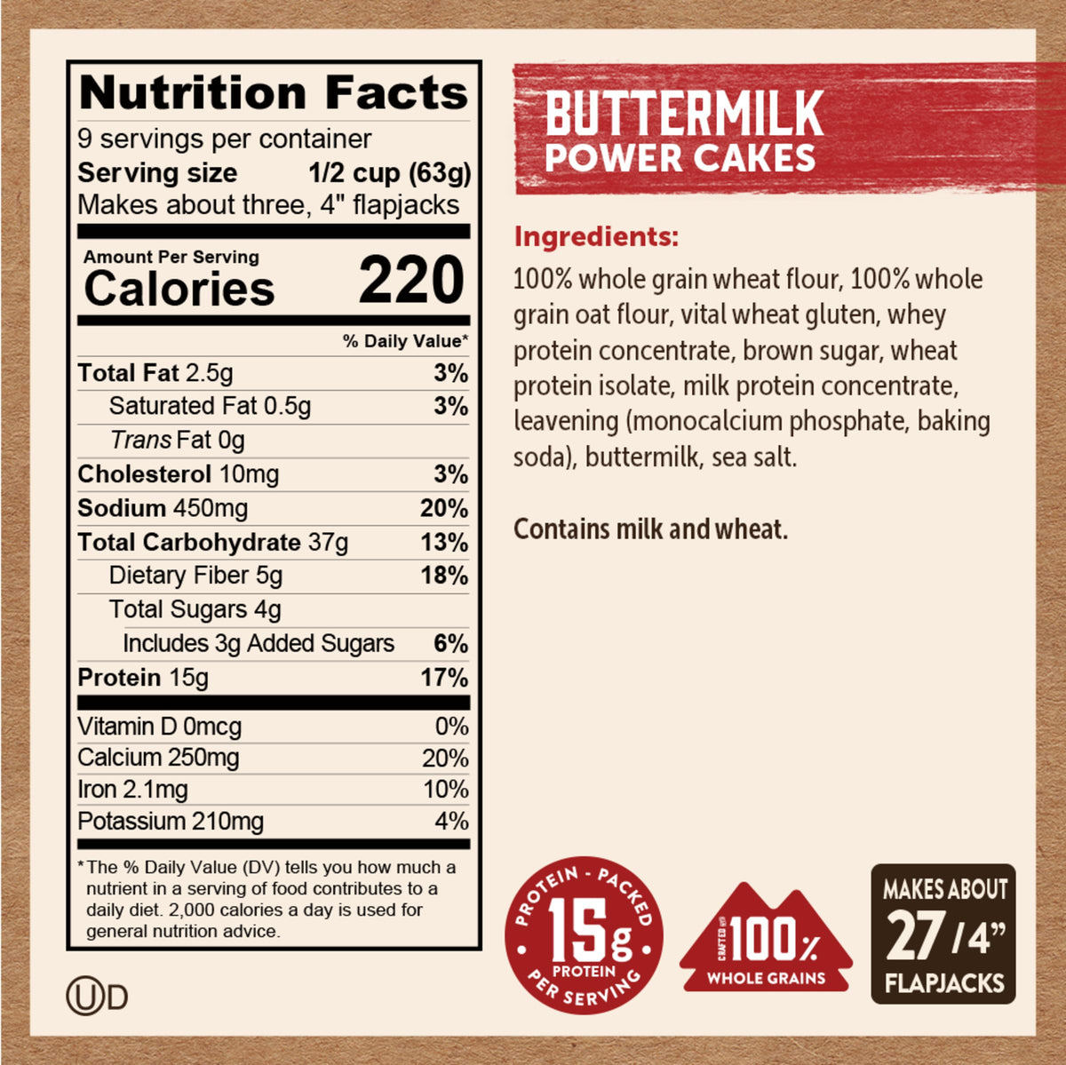Kodiak Cakes Power Cakes Buttermilk Protein Pancake & Waffle Mix – Pack of 6 (20 oz each)