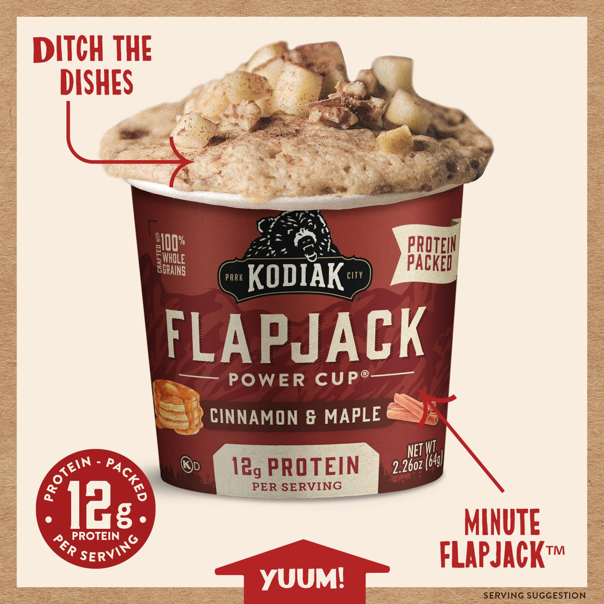 Kodiak Cakes Pancake On the Go Cinnamon and Maple — Pack of 12