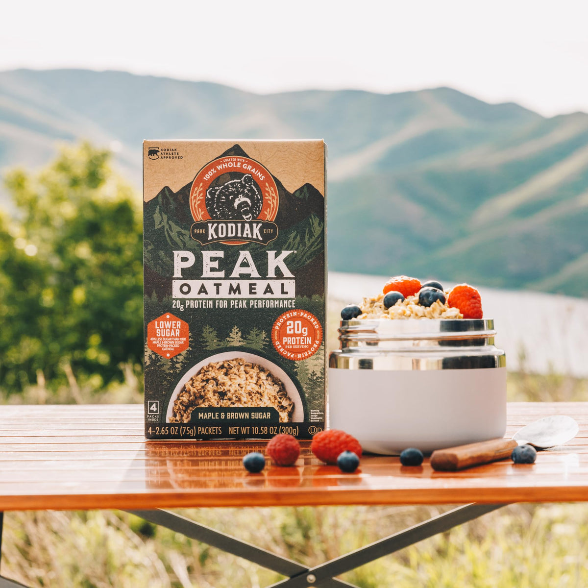 Kodiak Cakes Peak Maple Brown Sugar Oatmeal — 20g Protein, 100% Whole Grains, 24 Pack