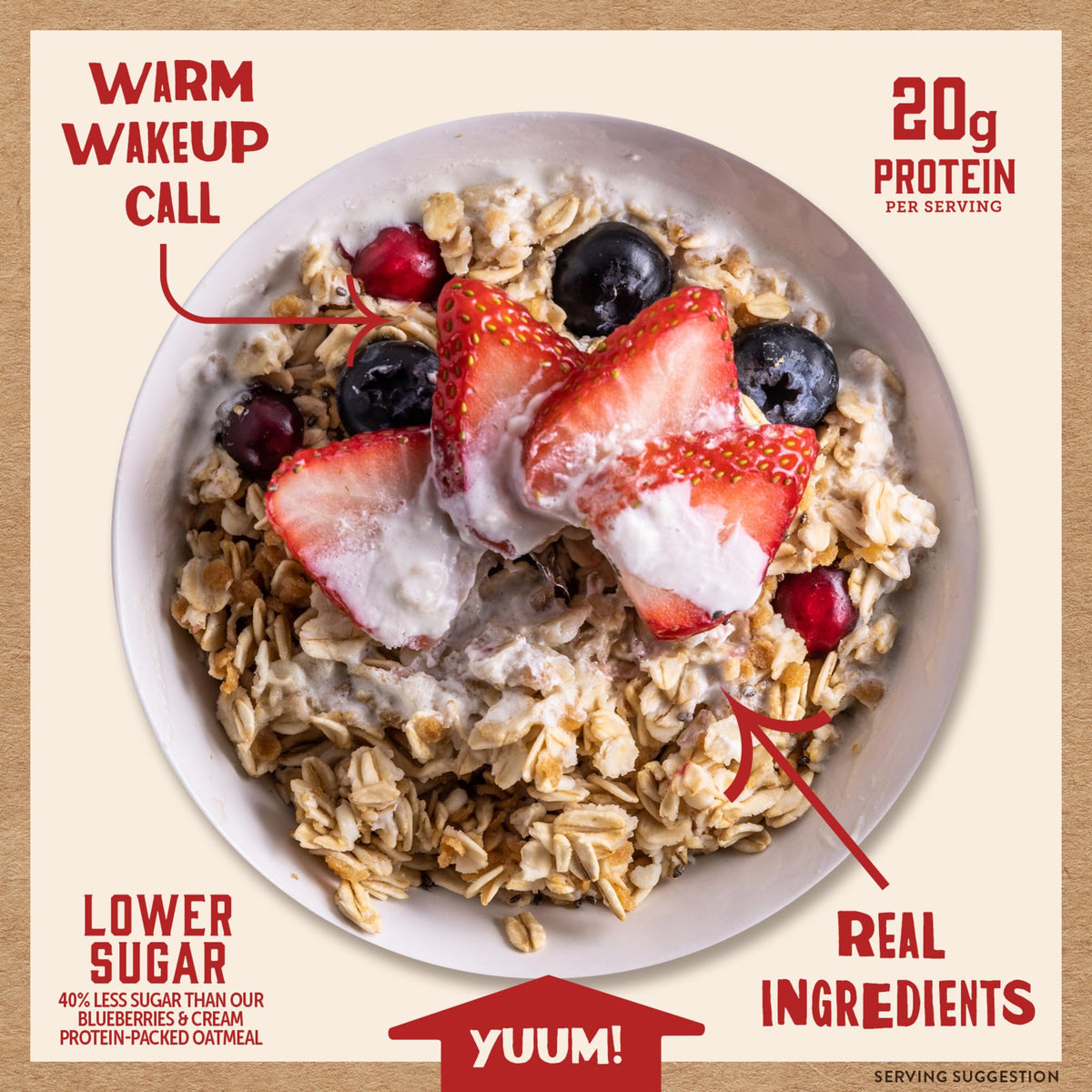 Kodiak Cakes Peak Oatmeal Packets – Berries & Cream, 20g Protein, 100% Whole Grains, 24-Pack