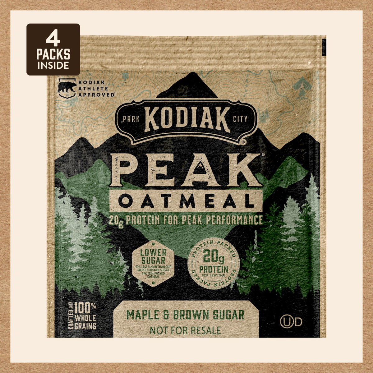 Kodiak Cakes Peak Maple Brown Sugar Oatmeal — 20g Protein, 100% Whole Grains, 24 Pack