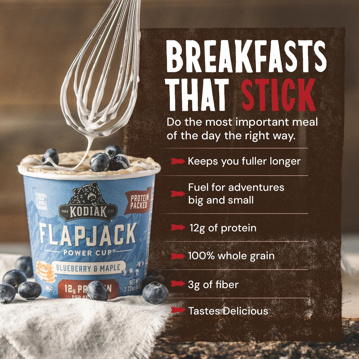 Kodiak Cakes Pancake On the Go – Blueberry & Maple, 12-Pack, 2.16 oz