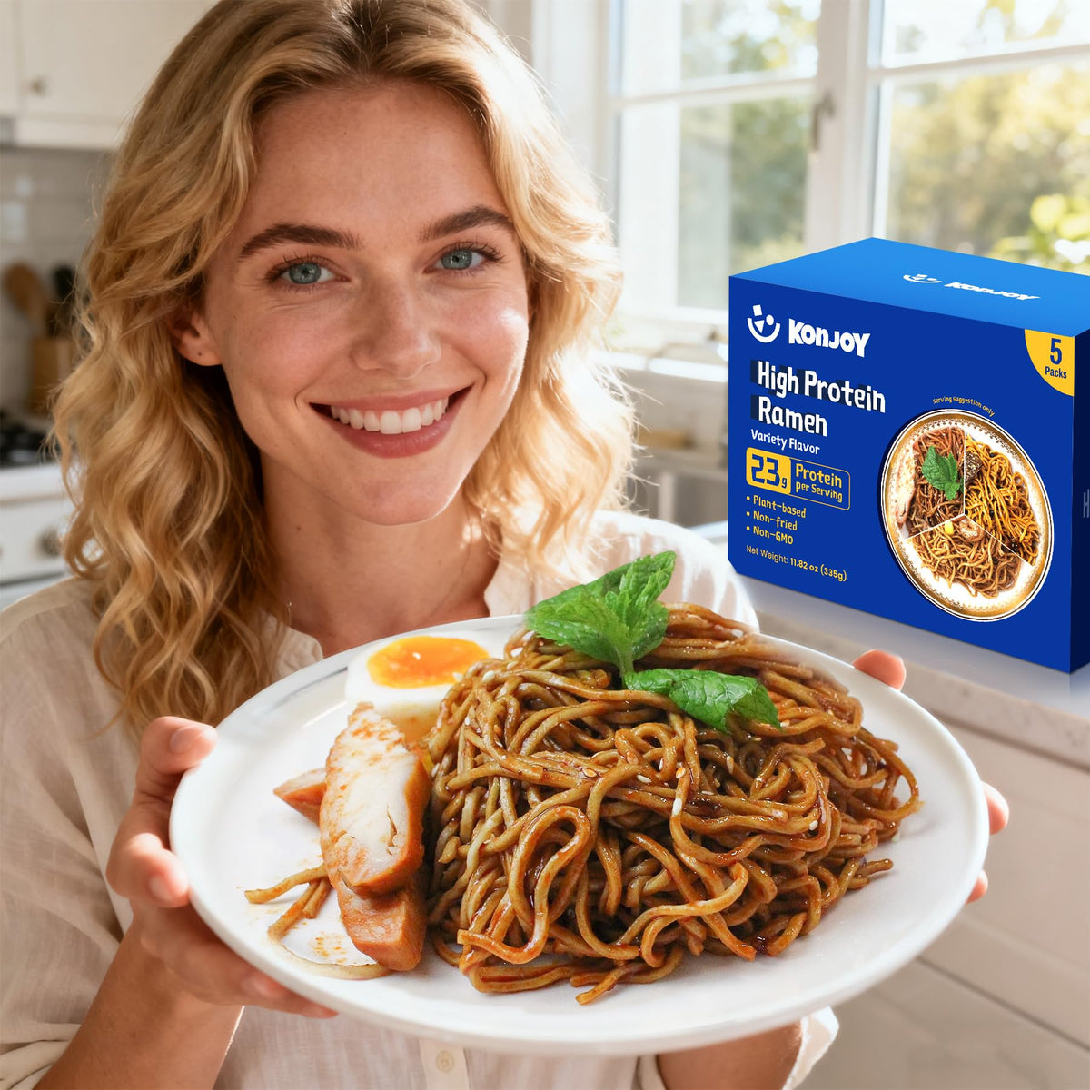 KONJOY Protein Ramen Variety Pack – 23g Plant-Based, Non-Fried, 5-Pack