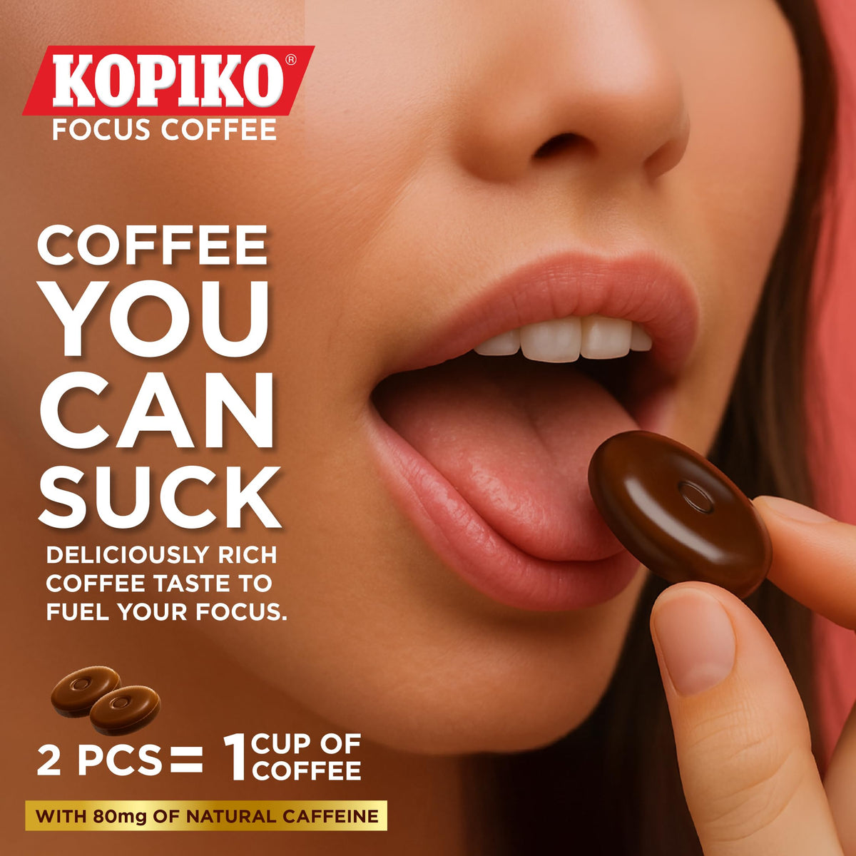 Kopiko Focus Coffee Candy – 80mg Caffeine per 2 Pieces (Sugar-Free)