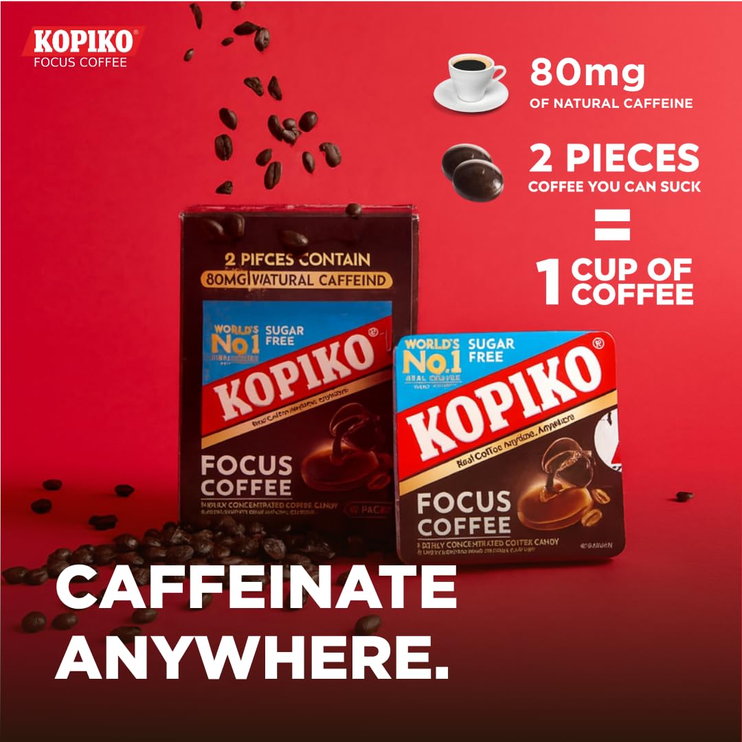 Kopiko Focus Coffee Candy – 80mg Caffeine per 2 Pieces (Sugar-Free)