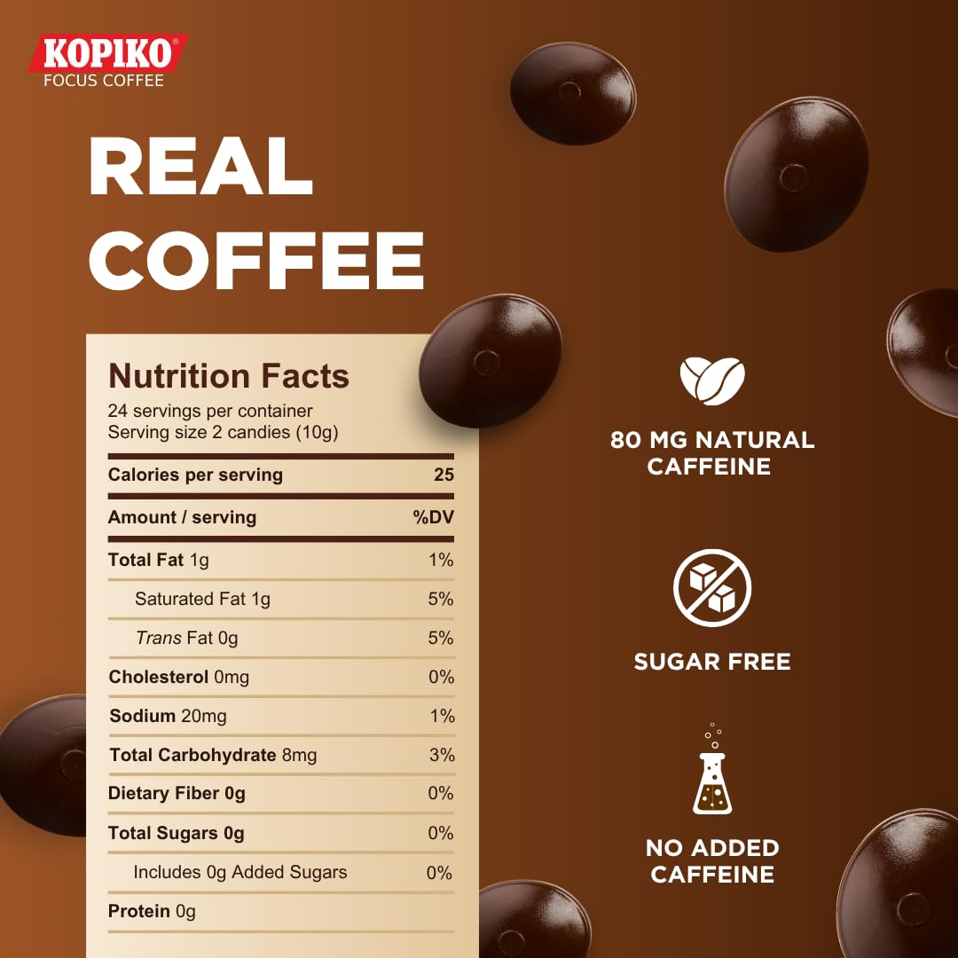 Kopiko Focus Coffee Candy – 80mg Caffeine per 2 Pieces (Sugar-Free)