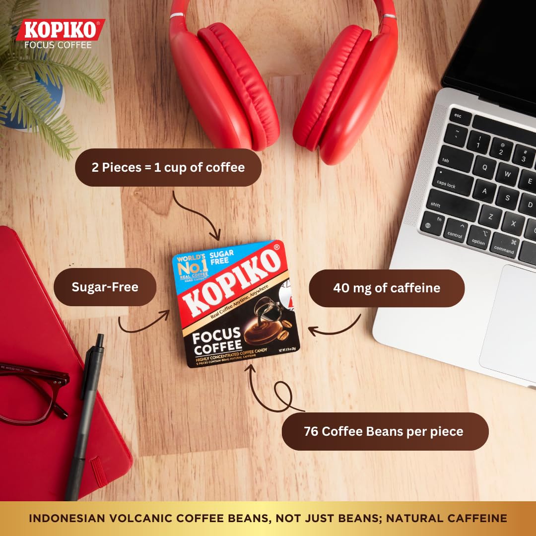 Kopiko Focus Coffee Candy – 80mg Caffeine per 2 Pieces (Sugar-Free)