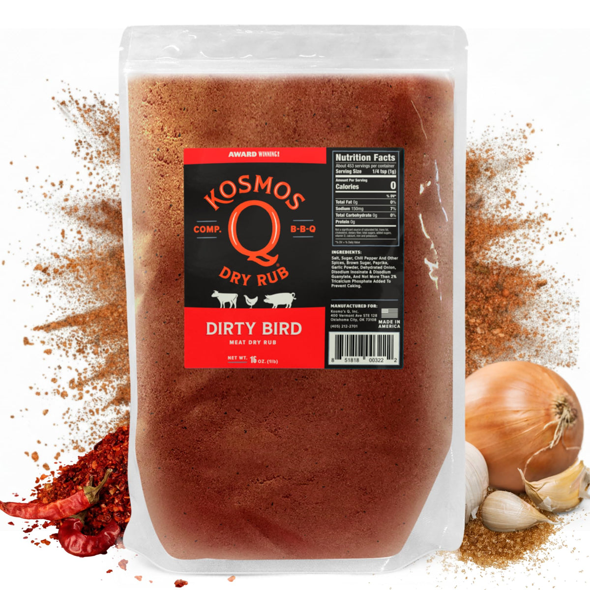Kosmos Q Dirty Bird BBQ Dry Rub – Sweet Heat Seasoning for Chicken, Ribs & More | 16 oz