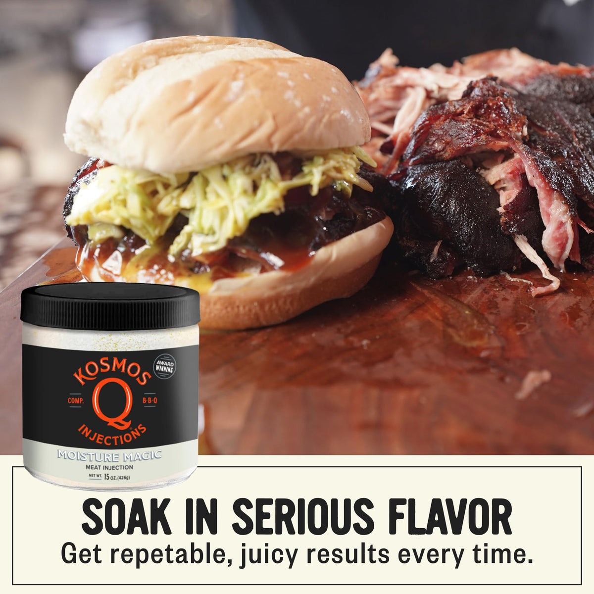 Kosmos Q Moisture Magic BBQ Injection – Phosphate Marinade for Juicy Meat, Gluten Free, 16 oz